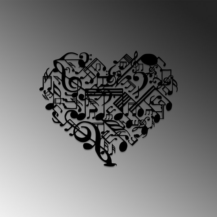 Wallity Musical Heart Escultura de Pared en Negro Wallity Musical Heart Escultura de Pared en Negro